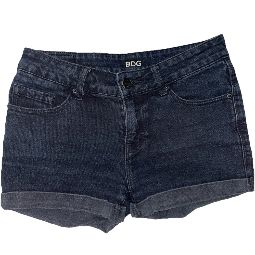 BDG Alexa Mid Rise Denim Shorts Dark Wash Cuffed Shortie Womens‎ Size 25